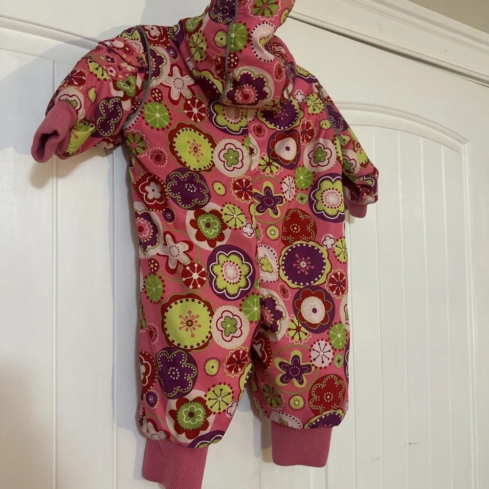 Girls Hanna Andersson Pink Floral Warm Snowsuit Size‎ 70 6-12 Months